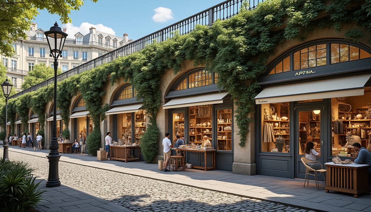 discover the viaduc des arts, a vibrant hub in paris' 12th arrondissement where artisans showcase their unique crafts in beautifully restored spaces beneath historic railway arches.